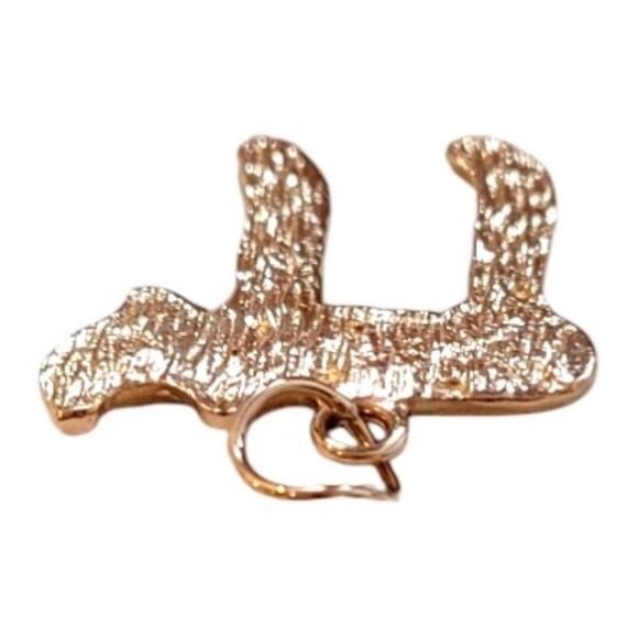 14K Yellow Gold Textured Chai Charm Pendant #20539 - Picture 4 of 6